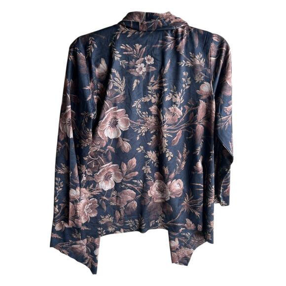 Soft Surroundings Shape Drape Faux Suede Jacket SMALL Floral Fall Brown NEW - Picture 9 of 12